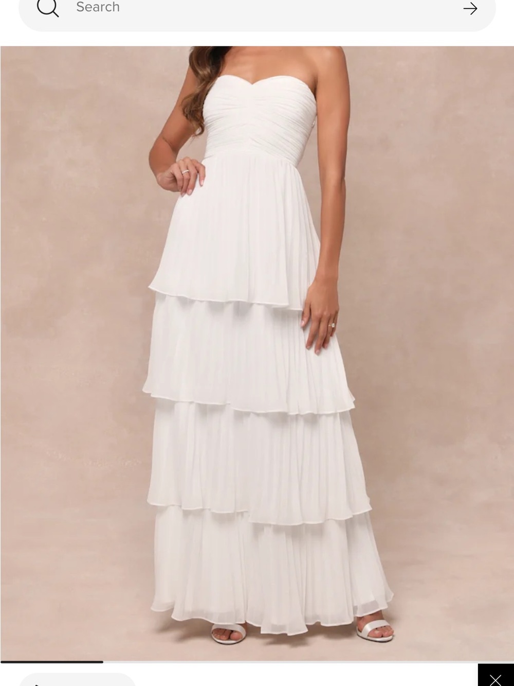 Elegant White Layered Pleated Brand New Women’s Dress - Picture 5 of 5